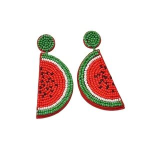 Watermelon slices beaded earrings